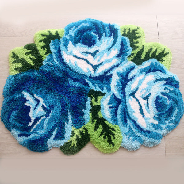 Kylpymatto liukumaton imukykyinen suihku Kylpyhuonematto matto yksinkertainen kukkainen Blue 80CM*60CM
