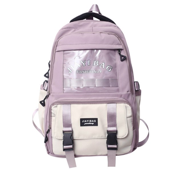 Women girl backpack shoulder bag schoolbag Korean Style Ins Retro Hong Kong Style Ladies' Bag Large Capacity Student Purple 31*18*45cm
