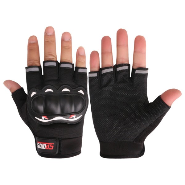 Kvinnor Män Cykelhandskar Cykling Pekskärm Långt Finger Hand Anti-Slip Fitness Half finger Black Average Size