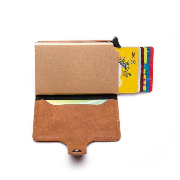 Kvinder pung møntpung Antimagnetisk kortetui Multifunktionel Anti-tyveri Swiping Metal Card Bag Retro Brown