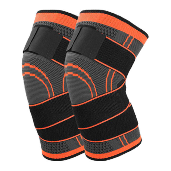 Säkerhet Knäskydd Stickade knäskydd Löpning Sport Winding Kompressionsbandage Knäskydd Stickade knäskydd Cover Orange L