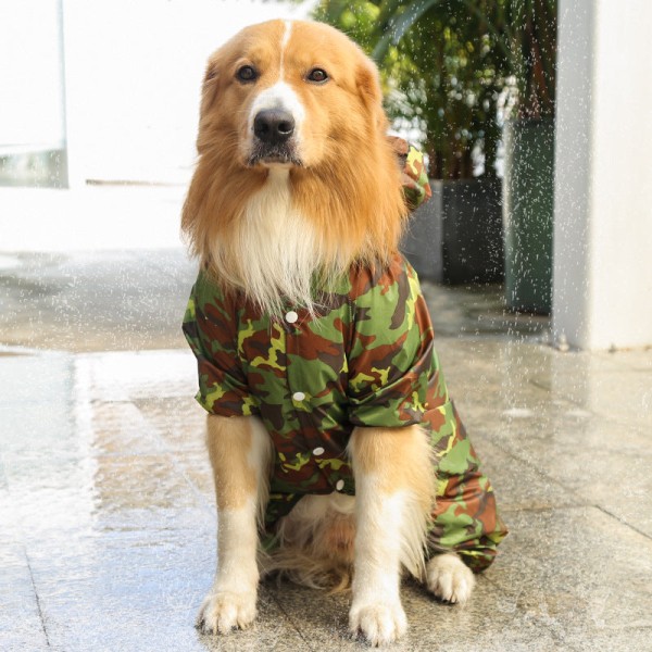 Kjæledyrsklær Super Medium Stor Hunde Kamuflasje Fire-Leg One-Piece Pet Vanntett green camouflage 3XL