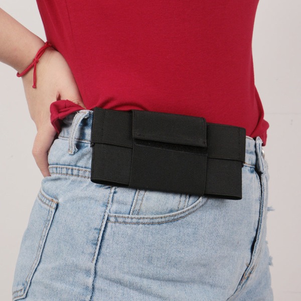 Fanny Pack Löpbälte Midjeväska Organizer Bärbar Osynlig Retro nära passande Black Within 7 inches