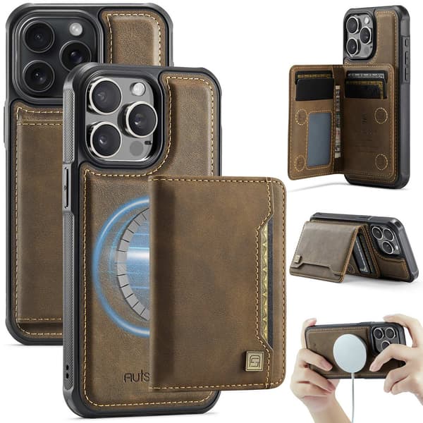 Etui til iPhone 14 Plus A13 brun business split magnetisk kortholder