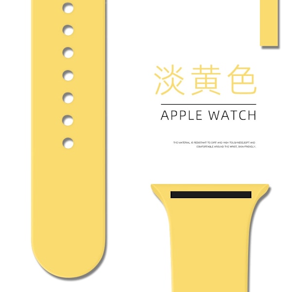 Kellon ranneke Apple Watch iWatch 38/40/41/42mm pidennetty/L 51 vaaleankeltainen
