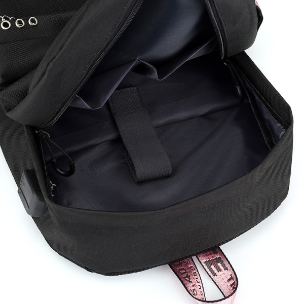 Ryggsekk Student skolesekk Outdoor Travel Ryggsekk Sportsbag Chain Black Pink heart BLACKPINK 16-inch