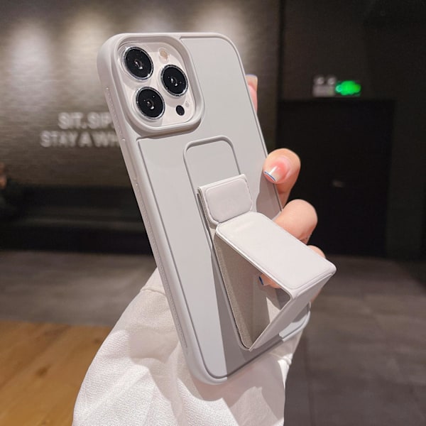 Etui til iPhone 17 Pro Grå Foldbart Stativ Hud-Berørings Venligt Drop-Resistent