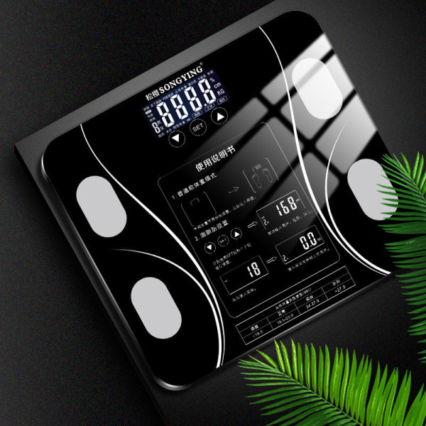 Kehon painovaaka Kylpyhuone pyöreä kulmataso Digitaalinen koti Terveys Älykkyys High Precision Black Rechargeable