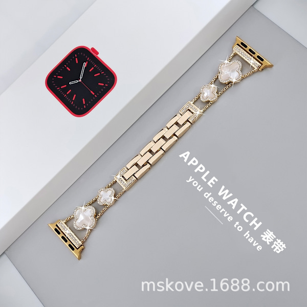 Kellon ranneke Apple Watch iWatch 38/40/41mm -9 sukupolvea kulta + helmiäinen