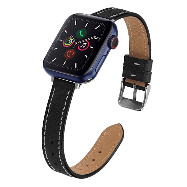 Klockarmband för Apple Watch iWatch 38/40/41/42 liten urtavla svart vaxläder