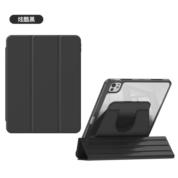Etui til iPad 2025 Edition 11\" Roterende Tri Fold Cool Black Strap