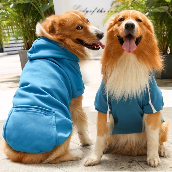 Lemmikkien vaatteet syksyn ja talven fleece vetoketjullinen taskupusero iso, keskikokoinen ja pieni Lake Blue 2XL (about 14-20kg pet)