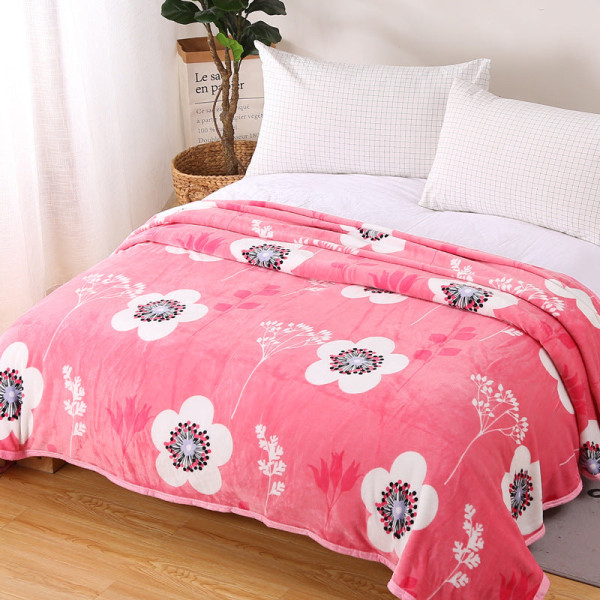 Fortykket høst- og vinterteppe Flanellteppe Flanell Airconditionteppe Coral Fleece Plum blossom 150*200cm