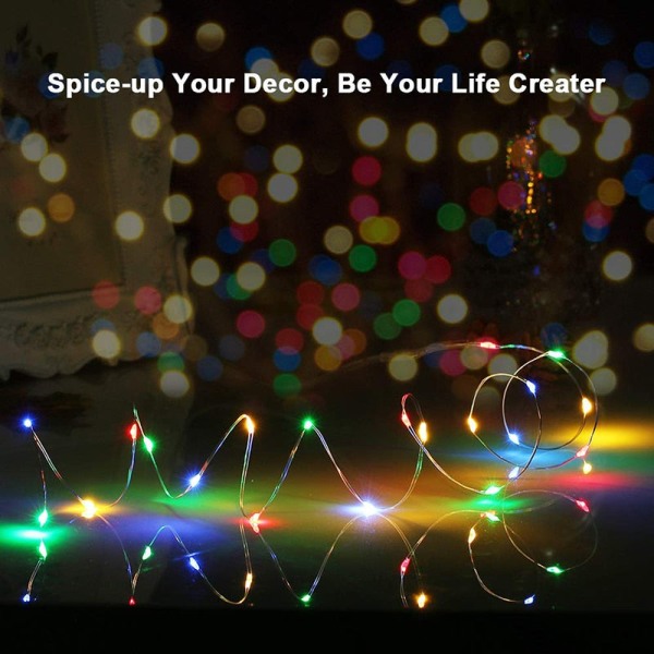 2M 5M 10M Led String Lights Batteridrevet Sliver Wire Fe guirlande Light Christmas Outdoor Lights Kæde Bryllup Patry Decor White 2m 20Leds