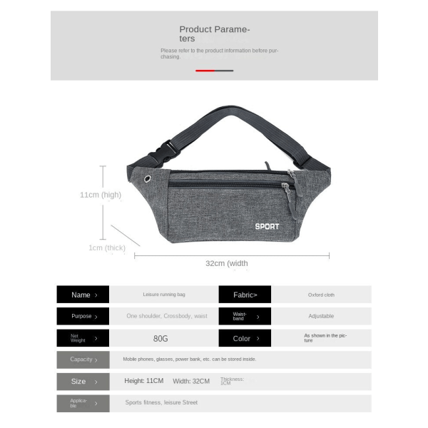 Fanny Pack Løpebelte Midjeveske Organizer Vanntett Oxford-klut Tynn, tett passform Purple