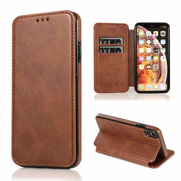 Etui til iPhone 13PRO mørkebrun flip magnetisk kortslot