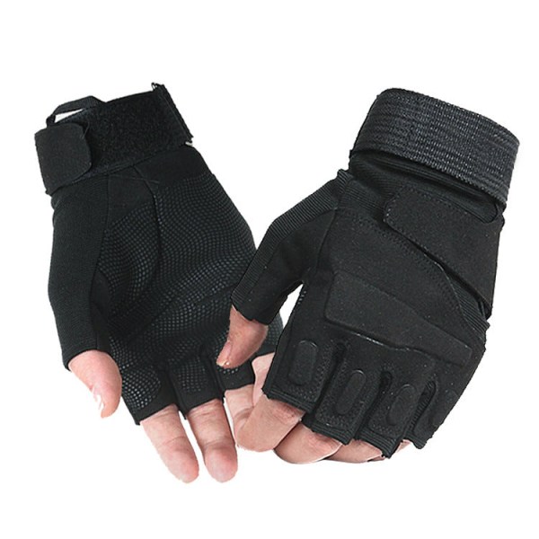 Kvinder Mænd Cykelhandsker Udendørs Ridning Halvfinger Skridsikker Slidfast Fitness Microfiber Black M