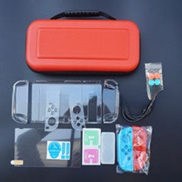 For Switch Storage Bag NS Crystal Case Ladekabel Tempered Film Protective Case Black and Blue