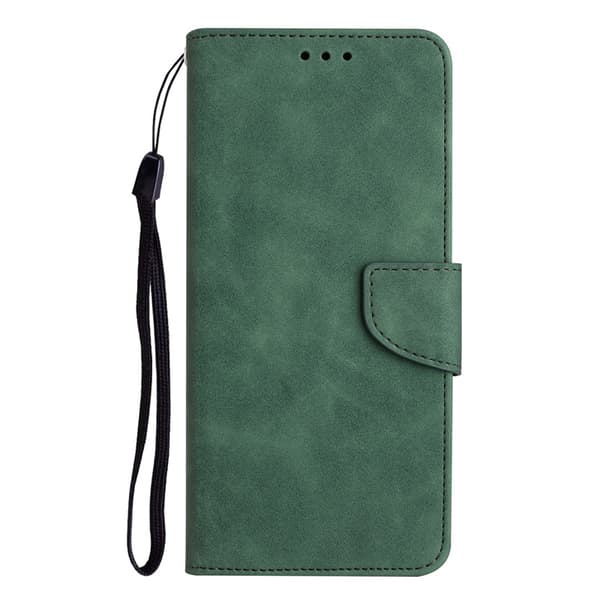 Etui til iPhone 14 Pro Grøn solid flip-blad kortslot læder solid hudfornemmelse spænde