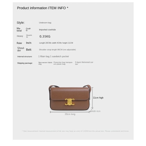 Kvinner Skinnveske under armene Liten firkantet veske Firkantet veske Crossbody Skulder Bærbar Caramel