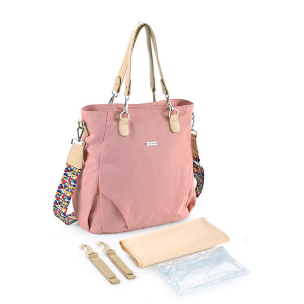 Bleievesker Mommy Bag Fashion One Shoulder Crossbody Vanntett Nylon Stor kapasitet Lotus Pink L