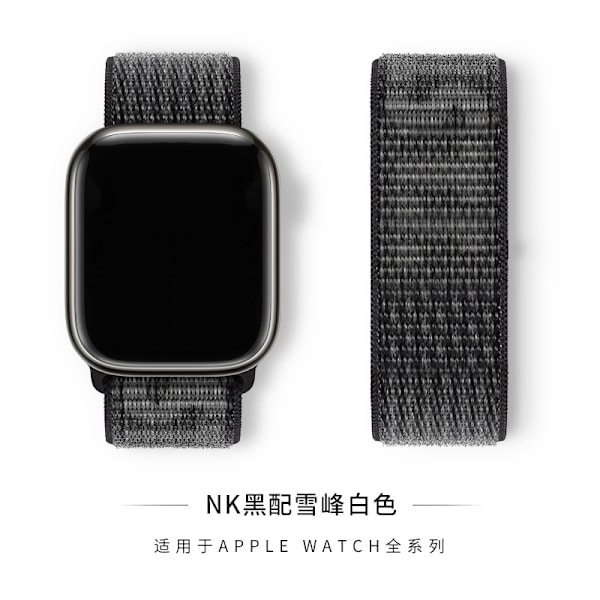 Klockarmband för Apple Watch iWatch 44/45/46/49mm universal 1 NK svart med snow peak vit