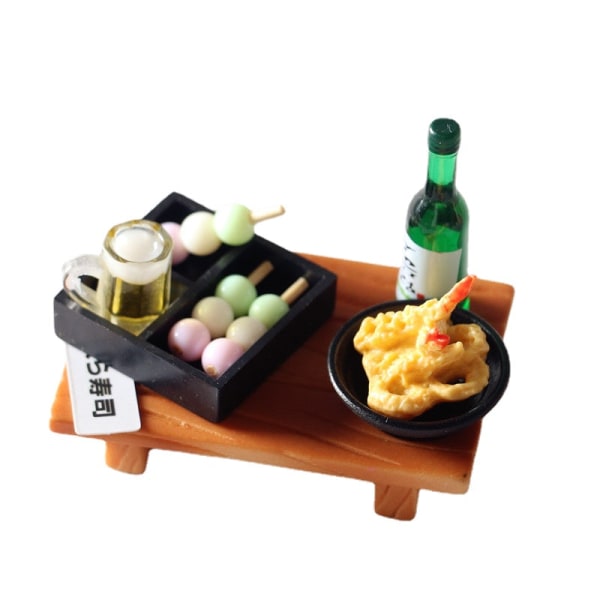 Miniature Møbler Legetøj Dukker Hus DIY Dekoration Tilbehør Mini japansk Sushi Fiskebold Tempura