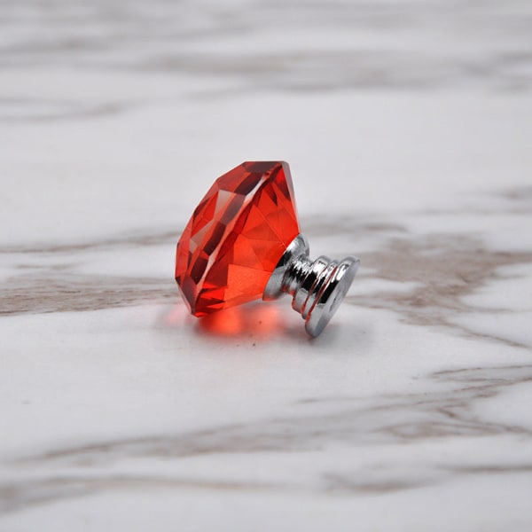 8 stk 30 mm rødt krystallglass diamanter håndtak møbelhåndtak garderobe skuff dørhåndtak Red 30*30mm