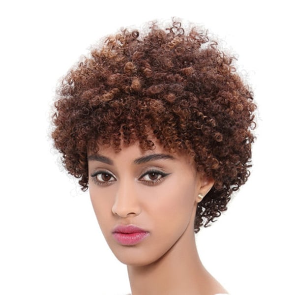 Kvinner parykk Lite krøllete hår Fluffy Blandet farge Kort hår Picture Color