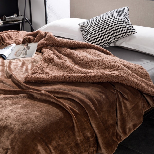 Winter Warm Dubbellager Berber Fleece Filt Nap Enkel Dubbel Flanell filt Emperor coffee 100*120cm