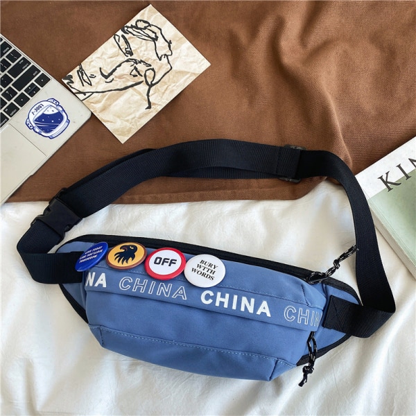 Mænd kvinder Fanny Pack Taljetaske Studenterpar Hip Hop Cool Reflekterende Street One Shoulder Sports White with medal