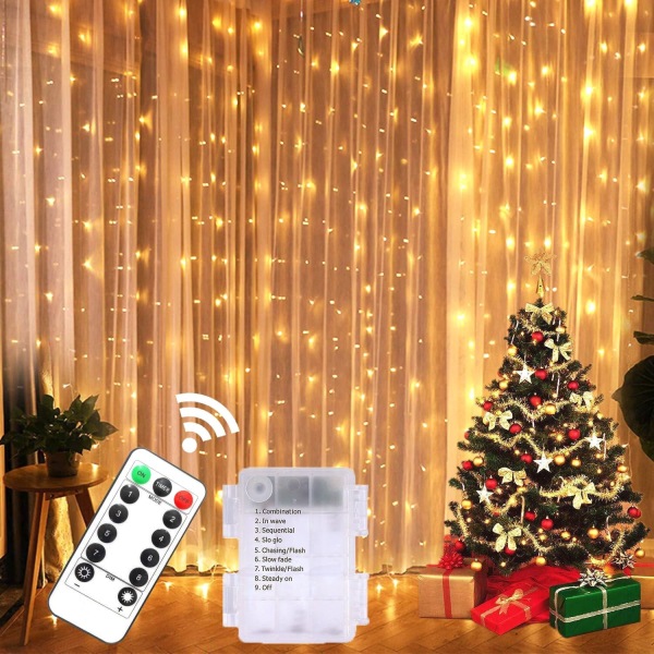 3x1/3x2/3x3M Led istapgardin Fairy String Light Batteri/usb Fairy Xmas Garland til bryllup Hjem Vindu Fest Feriedekor White 3X3M battery