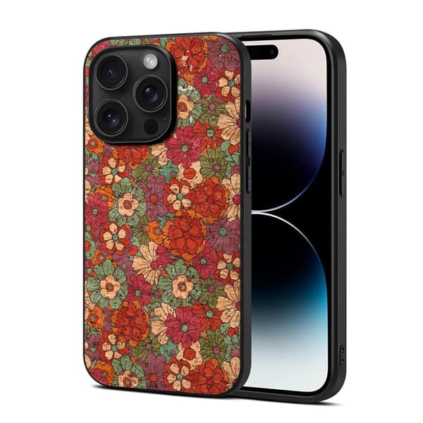 Fodral för iPhone 15 Plus sommar/rött läder anti-fall baksida