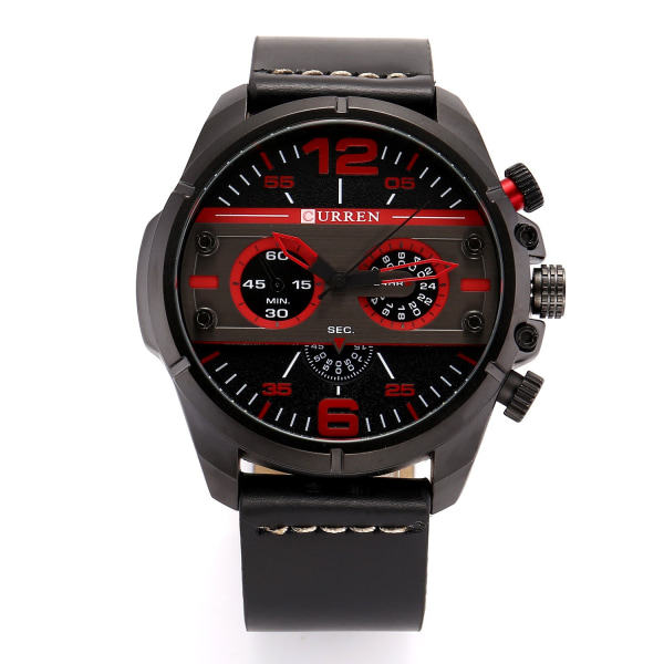 Män Klockor Kalender Bälte Watch Gift Black Shell Red