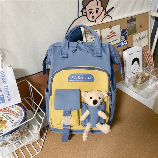 Skoleelev ryggsekk College Bookbag Reiseveske Doll Large Capacity Fresh Campus Yellow