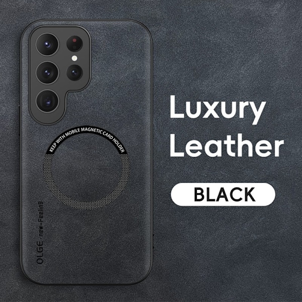 Kotelo iPhone 14 Graphite Black Sheepbuck -nahkainen magneettikotelo Retro Hard Eurooppalainen ja amerikkalainen