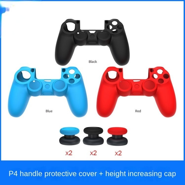 For PS4 Gamepad Beskyttelsesdeksel Høydeøkende hettesett P4 trådløst håndtak silikongummi Black