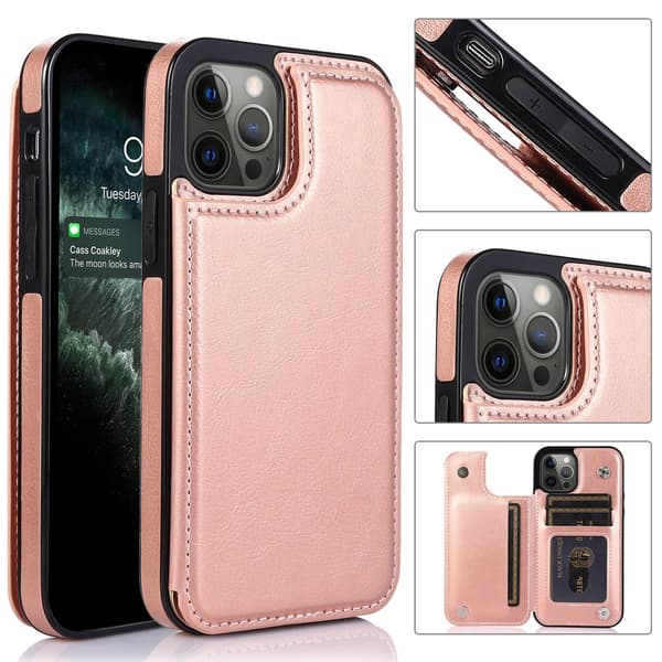 Etui til iPhone16promax rosegull magnetisk kortholder solid sidemerke