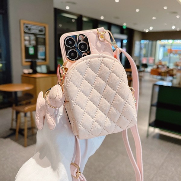 Etui til iPhone15pro pink opgraderet crossbody møntpung ins altomfattende