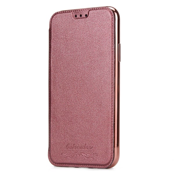 Fodral för iPhone 13 Pro 6.1 Vinröd flip läder ultratunn PU kortplats