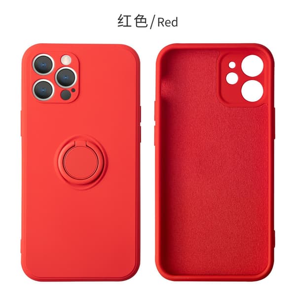 Etui til iPhone 17 Pro Rød Flytende Silikon Ringstativ Anti-fall