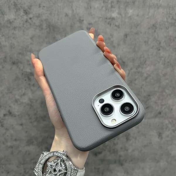 Fodral för iPhone 17 Grå mjukt läder anti-fall