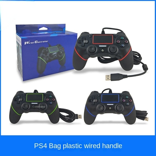 For PS4-håndtak PS4-håndtak med kablet PS4-håndtak på kablet spillkonsoll Ny løsning Black and Green
