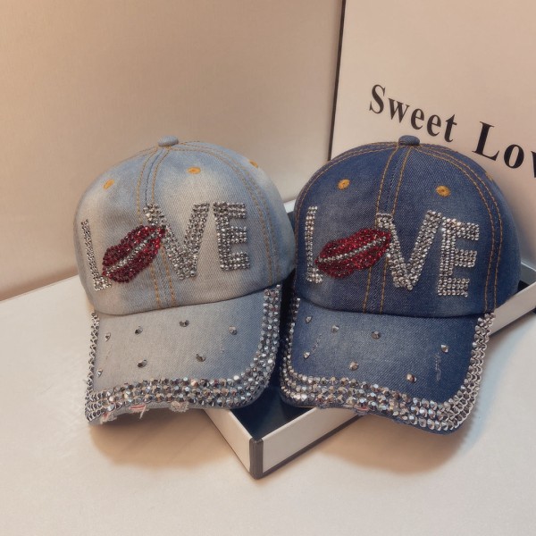 Baseballcaps 2022 Spring Summer Letters Diamond-innebygd solskjerm med topphette Light Blue Adjustable