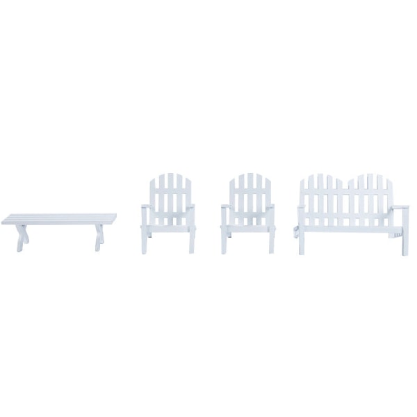 Miniatyrmøbler Leketøy Dukker Hus DIY dekorasjonstilbehør Mini 1:12 Parkbord og stolsimulering White suit