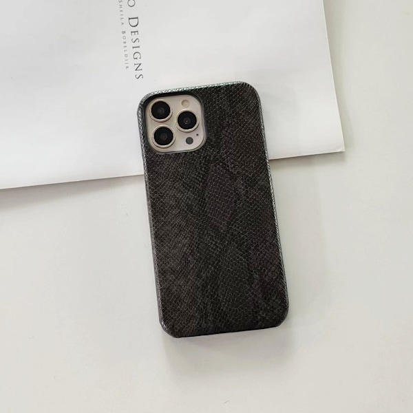 Etui til iPhone 17 Air Sort Mode Python Armbånd Mønster Halvt Etui