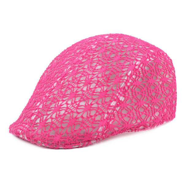 Baskerhat Blonder Baskeret Dame Silk Screen Peaked Cap Sommer Rejsehat Åndbar Soltæt Advance Hatte Kvinde Mesh Cap Rose Red Average Size (58cm)