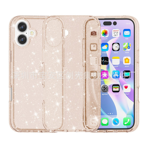 Deksel til iPhone 17 PRO Glitter Gull Stort Hull Terminator Glitter Defender