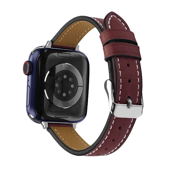 Klockarmband för Apple Watch iWatch Vinrött vaxläder 38/40/41/42mm