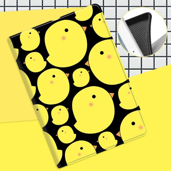 Stilfuldt etui til iPad 2/3/4 sort bund kylling søvn skin spænding tynd mini